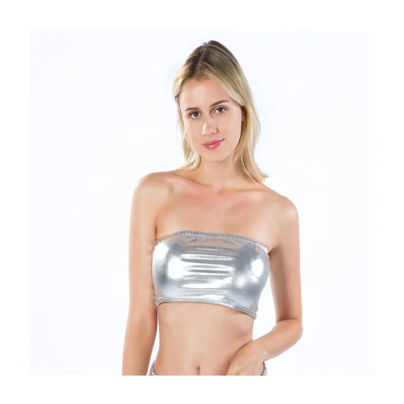 New Women's Clothing Nightclub Stage Clothing Chest Wrapping Patent Leather Solid Color Tube Top Bottoming Shirt