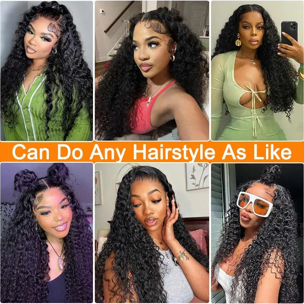 36inch Water Wave Curly Lace Frontal Wigs 13x4 13x6 HD Deep Wave Lace Frontal Wig 4x4 Full Human Hair Wigs For Women On Sale