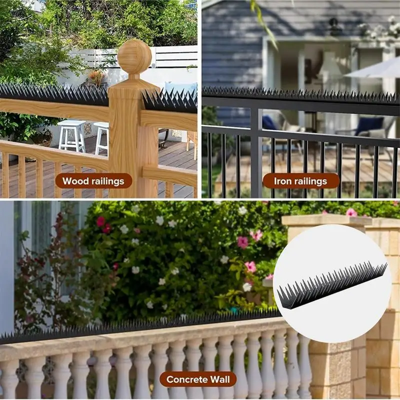 Bird Spikes Outdoor Anti-Climb Pigeon Defender Strips Animal Spikes for Outside Fences Gates Walls Roofs to Keep Animals Away