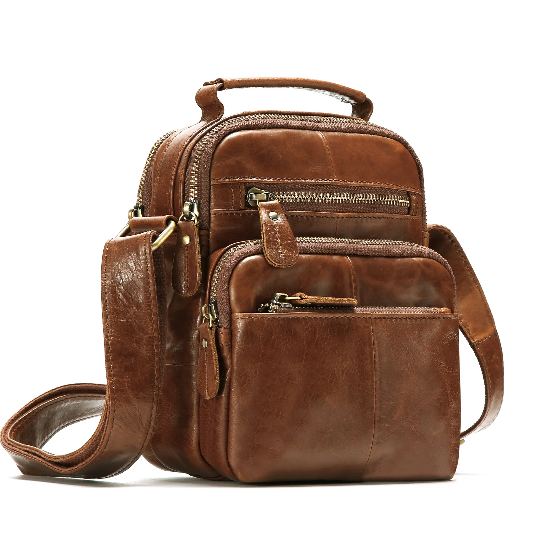 

Men's Shoulder Messenger Bag Vintage Handbags Genuine Leather Small Crossbody Tote Bags for Man 2025 Business Sling Husband