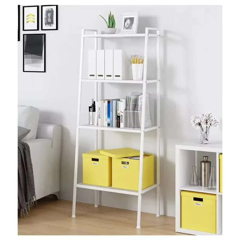 Vertical metal storage ladder rack with corner shelf