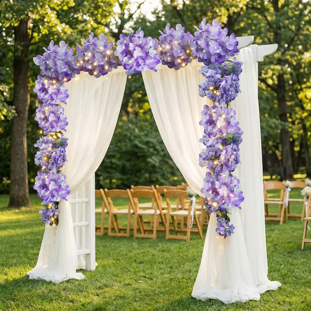 50 Stück künstliche Seide Hortensien Blütenkopf Hochzeit Weg Dekoration Blumenstrauß Füllstoff Home Hotel DIY Blumen Wandzubehör – Detail 8