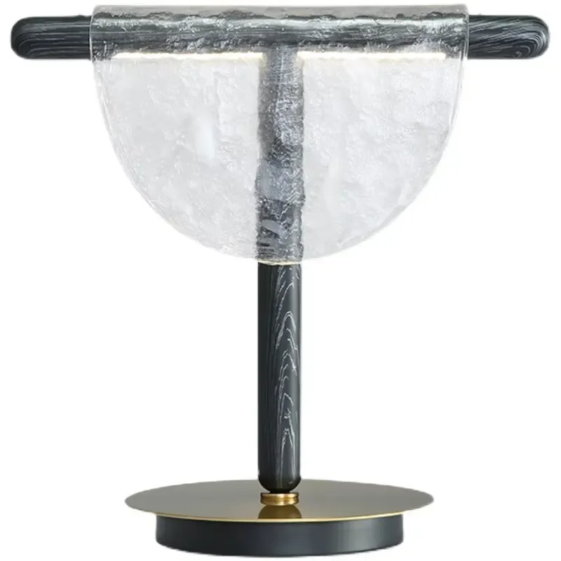Italian Designer Creative Glass Pattern Wrought Iron Desk Lamp Modern Luxury Indoor Bedside Study Decorative Lighting