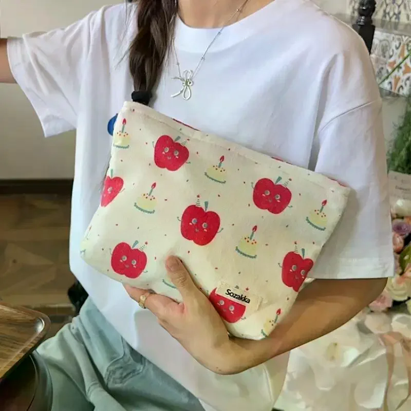 Cosmetic Bags Zipper Opening Key Card Holder Cartoon Student Pencil Case Coin Purse Ladies Hand Portable Storage Bag