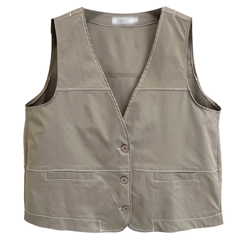 

Женский жилет без рукавов больших размеров, осенний новый модный повседневный жилет с v-образным вырезом, яркая линия 881