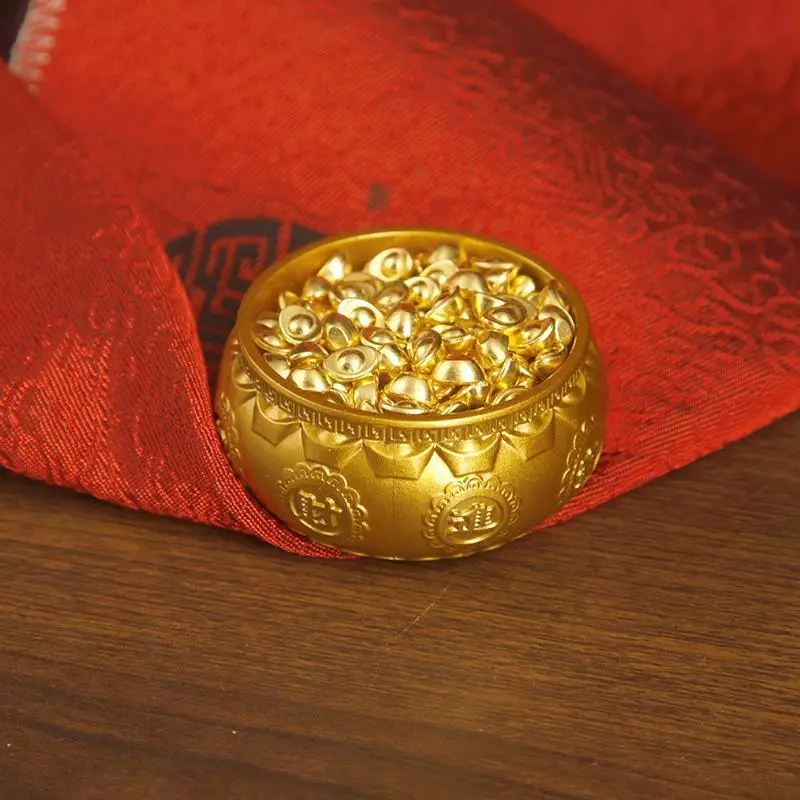 【S】Small Ornament Small Brass Cornucopia Creative Handmade Treasure Bowl DIY Cornet Baifu Rice Cylinder Attract Wealth