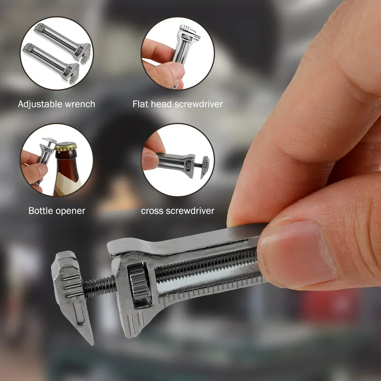 Portable Mini  Spanner Titanium Multitool Keychain Bottle Opener Tungsten Attack Head Nail Puller and Caliper Outdoor Camping