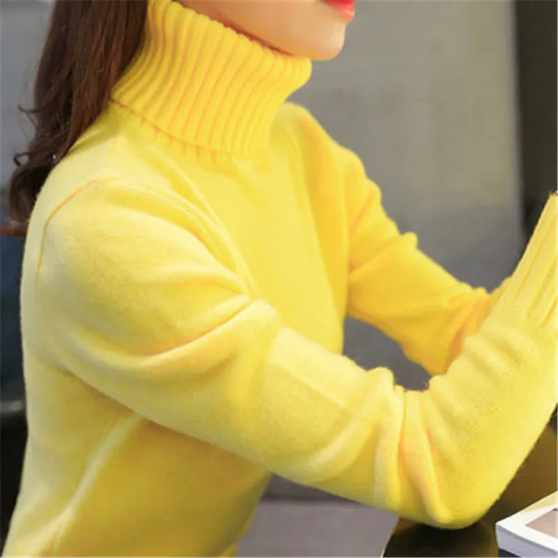 Turtleneck Fashion Sweaters for Women Vintage White Yellow Cashmere Sweater Knitted Designer Tops Winter 2022 Trend Aesthetic Pu