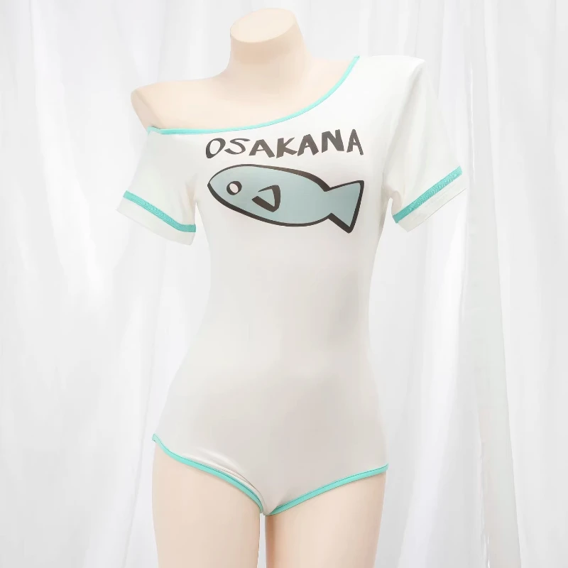Lolita Anime Girls Kawaii Cat Girls Cosplay Costume Loose Bodysuit Sexy Sloped neckline‌ T-shirt Jumpsuit Party Homewear Gifts