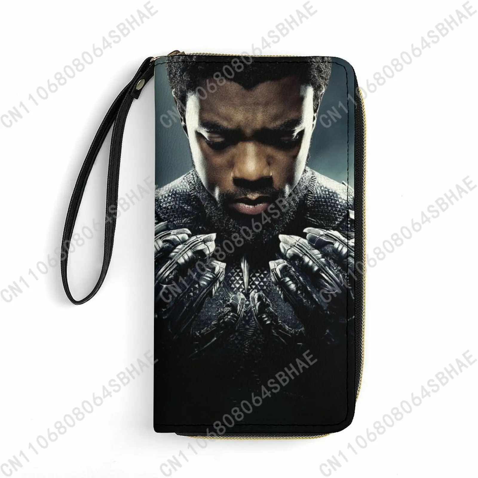 

Marvel Black Panther Custom PU Leather Wallet Rope Handle Small Portable Card Holder Men Women Purse Gift Friend Parents Cosplay