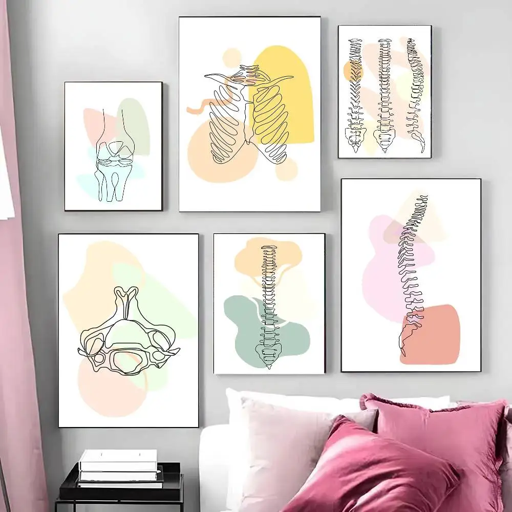 Sternum Spine Heart Brain Human Bones Anatomy Poster Art Sticky Wall Waterproof Home Living Room Bedroom Bar Aesthetic Decoratio