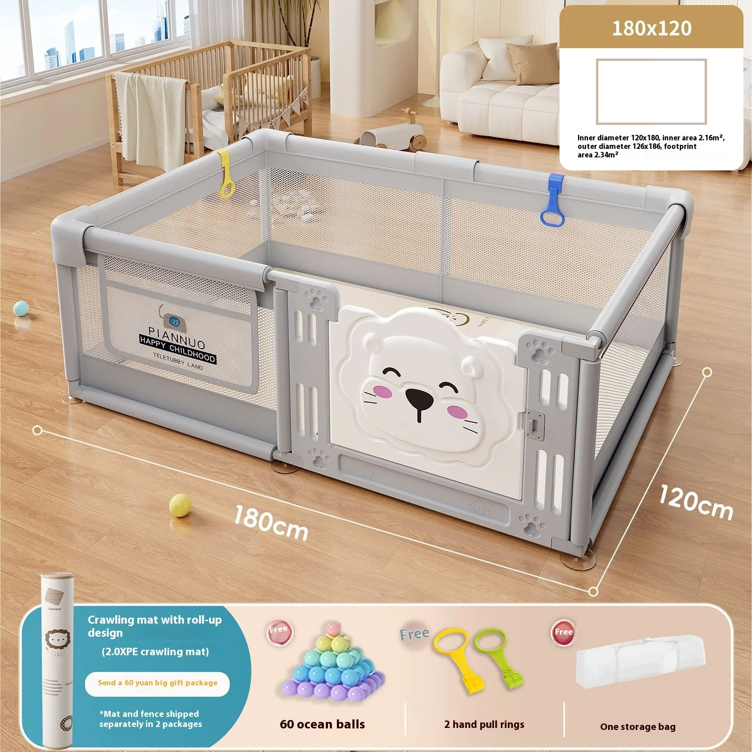 

Baby Playpen Portable Pre Assembled Large Foldable for Babies Toddlers Sturdy Safe Play Yard Indoor Outdoor No Install