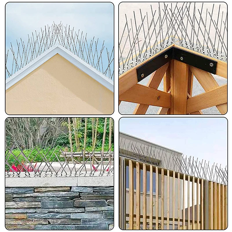 C New Stainless Steel Pigeon Spikes Bird Repeller Deterrent Traps Anti-bird Repellent Pest Control Garden Balcony Thorn Nail Kit