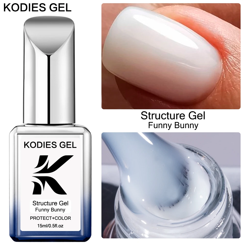 

KODIES GEL Резиновая основа Гель-лак для ногтей Structure Gel Funny Bunny 15 мл Полуперманентный УФ-лак Молочно-белый гель для маникюра