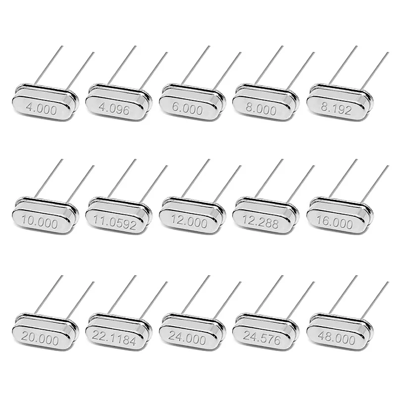 AUKENIEN Quartz Oscillator Kit 15 Values 60 Pieces 4MHz TO 48MHz Quartz Crystal Oscillator