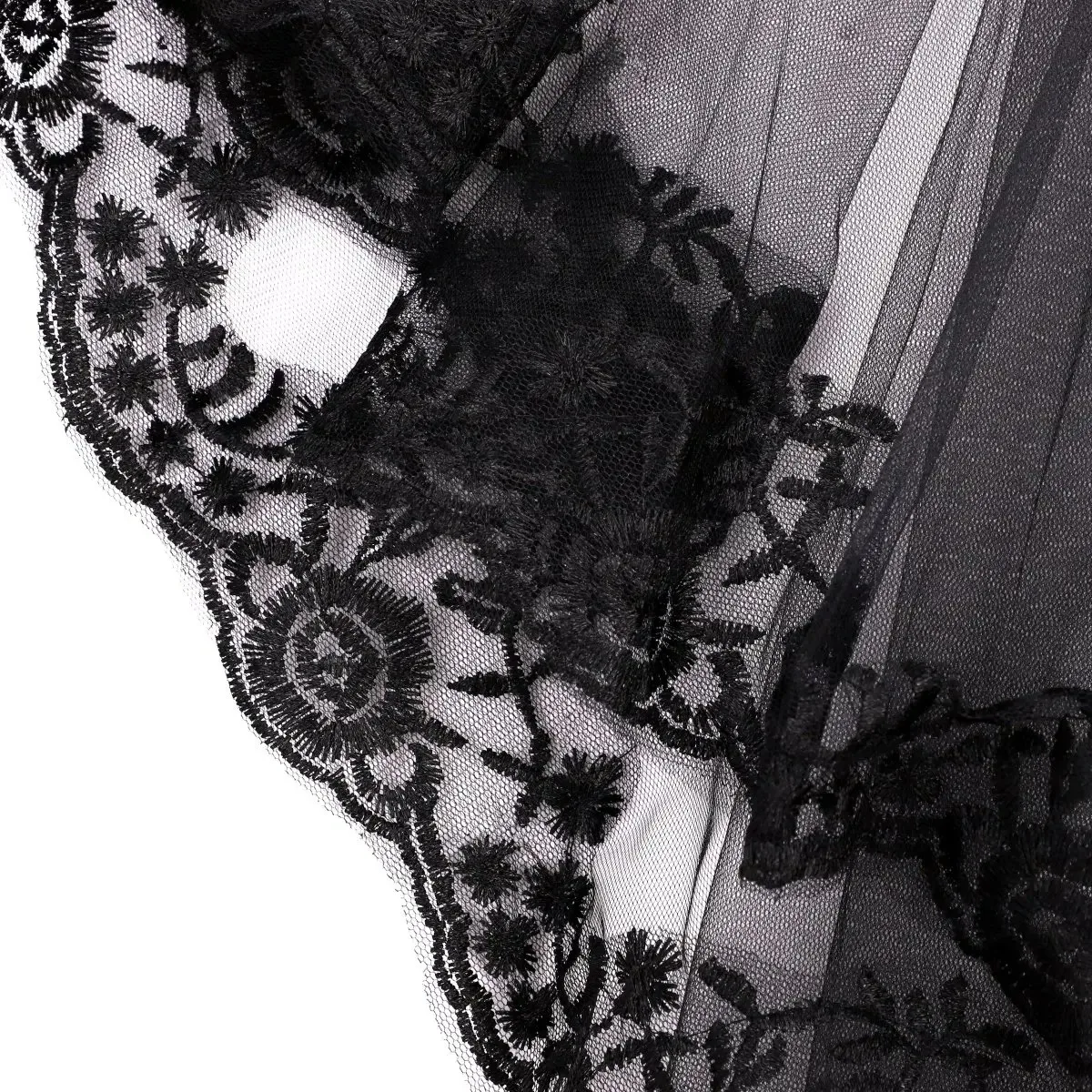 Women\'s Black Tulle  Lace Appliques Edge Party Wedding Halloween for Hen Cosplay