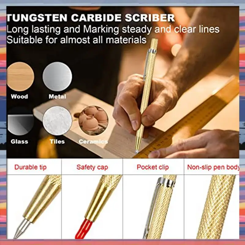 

AFBC 10PCS Carpenter Pencil With Sharpener Mechanical Carpenter Pencils Set Deep Hole Marker With 36 Refills