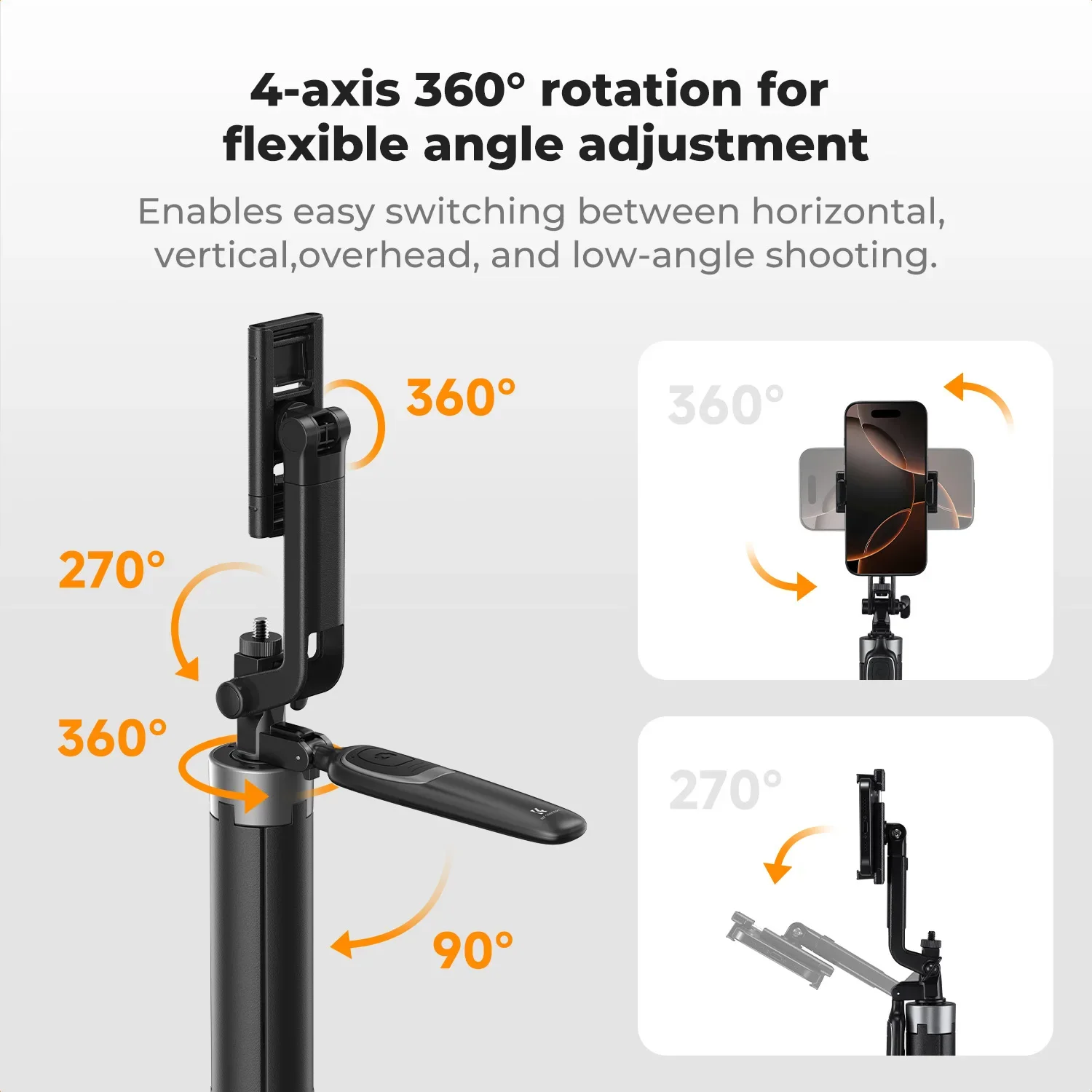 K&F CONCEPT 71 Calowy Teleskopowy Selfie Stick z Trójnogiem dla iPhone Samsung Xiaomi Kamery Akcji z Bezprzewodowym Pultem Dysta — zdjęcie produktu 5