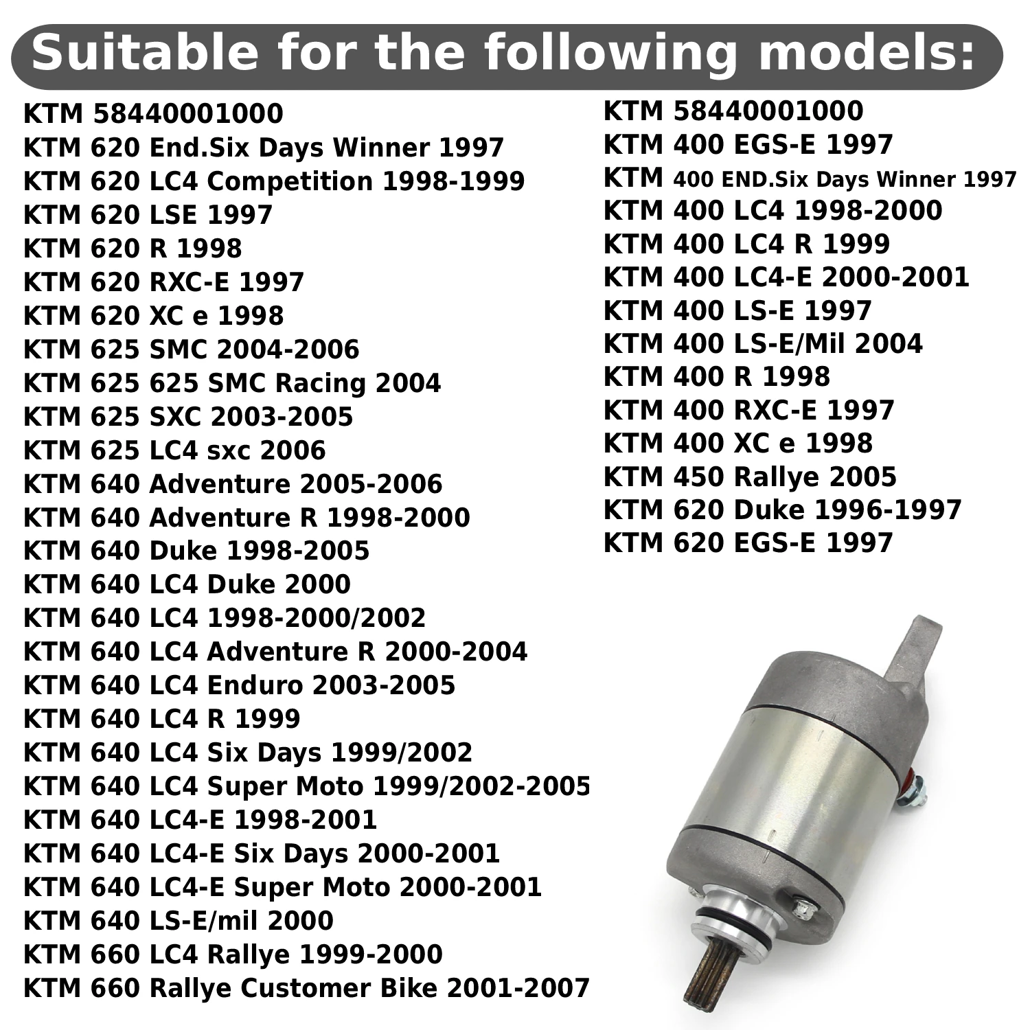 Engine Electric Starter Motor For KTM 640 LC4 Duke Adventure Enduro Six Days Super Moto LC4-E LS-E/mil 660 Rallye Customer Bike