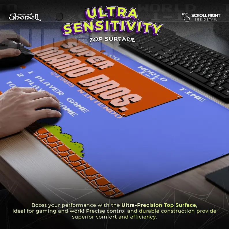 لوحة ماوس Super Mario Bros - سجادة مكتب ألعاب بشاشة عنوان NES Retro، ديكور نينتندو 8 بت، هدية كلاسيكية للاعبين #4