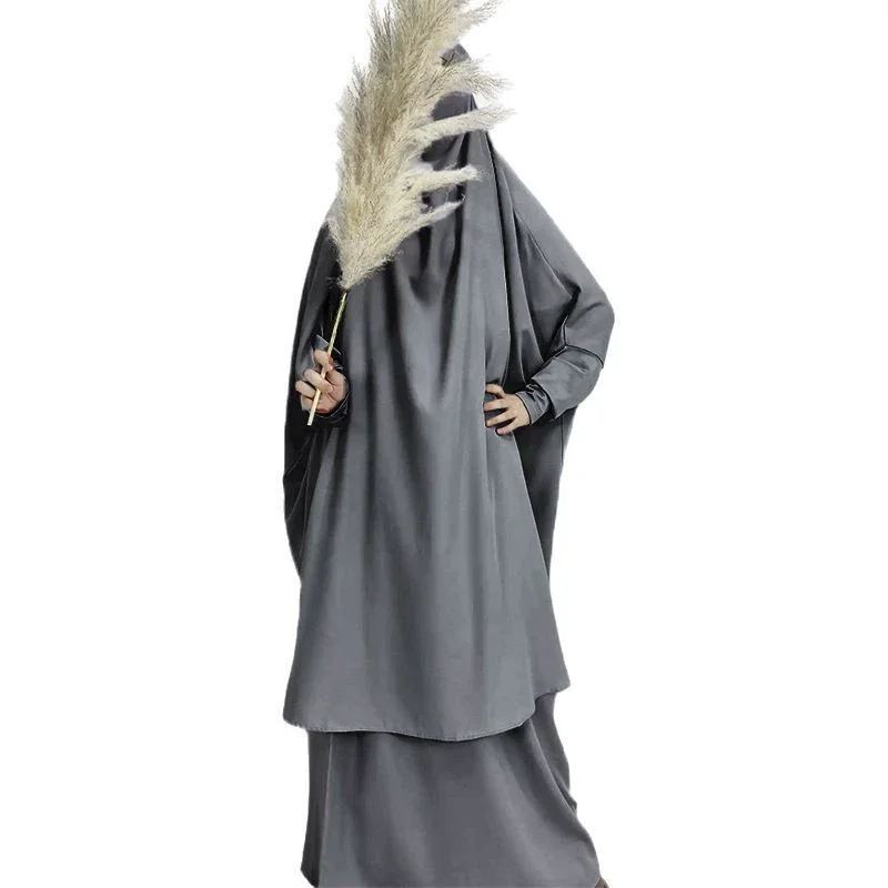 

Рамадан, исламская мусульманская мода, арабский Türkiye, Дубай, женский комплект из двух предметов, большой халат с закрытой Ближнем Востоке, однотонное платье-пуловер