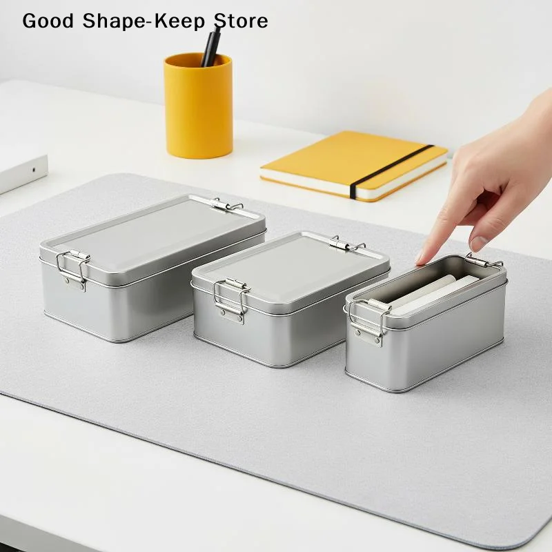 dailyOld Fashioned Rectangular Tin Iron Box Durable Anti-deform Lid for Cake Candy Kids Snack Home Desktop StorageDaily products