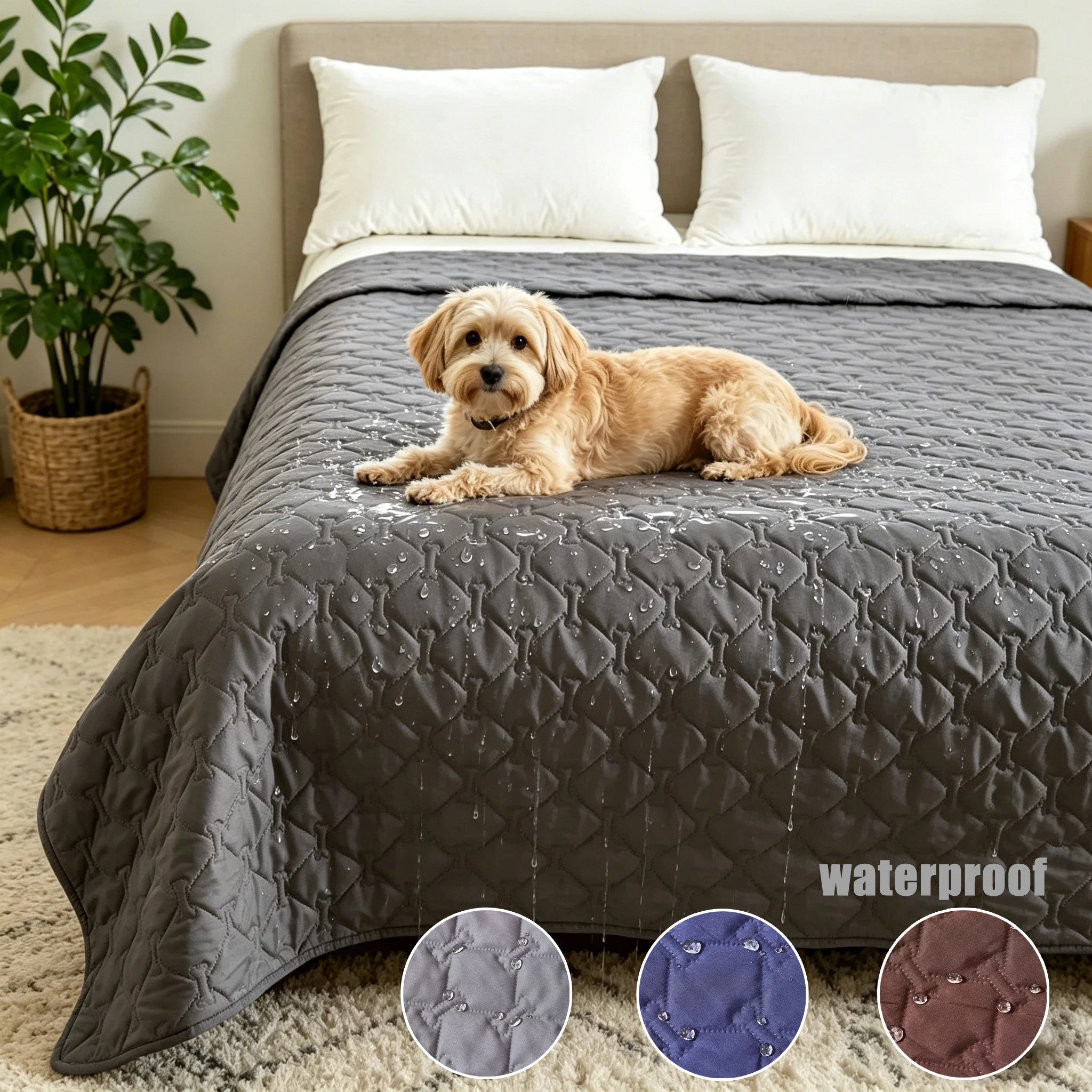 Water Repellent Dog Bed Sheet Covers Non-Slip Pet Bedspread Pad Cats Dogs Sofa Protection Slipcover Reusable Furniture Protector