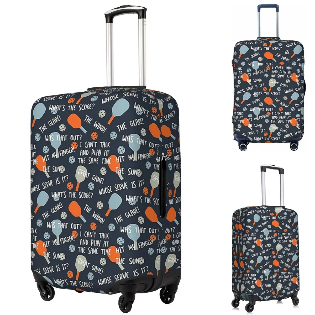 

Pickleball Talk Suitcase Cover Protection Elastic Travel Luggage Protector Covers for 18-32 Inch