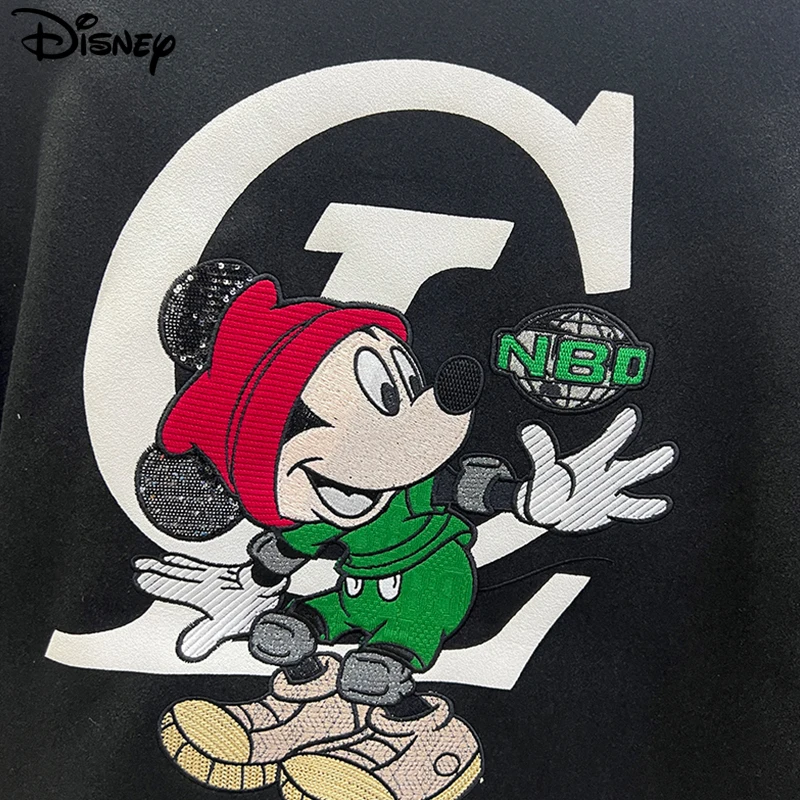 Disney New Arrival Top Fashion Autumn Cotton Loose Casual Cartoon Embroidery Mickey Mouse Brand Clothing Coats Baseball Jacket