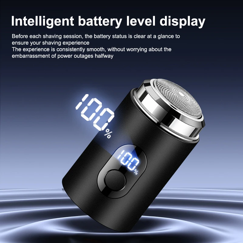 Barbeador Elétrico Mini para Homens, Recarregável, Carregamento Tipo-C, Portátil para Carro, Display Digital LED, Barbeador Úmido e Seco para Homens e Mulheres, Lâmina para Uso Doméstico.