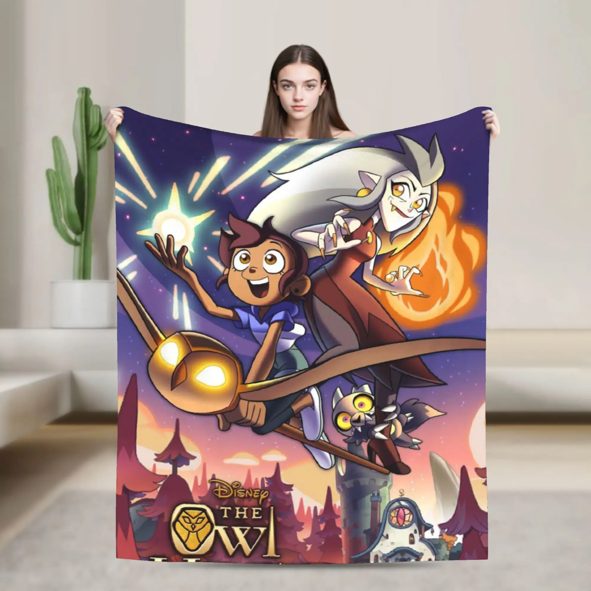 

Одеяло в стиле аниме «Дом совы» для дивана, мягкое уютное плюшевое одеяло 50x60 дюймов, покрывала разных размеров на все сезоны