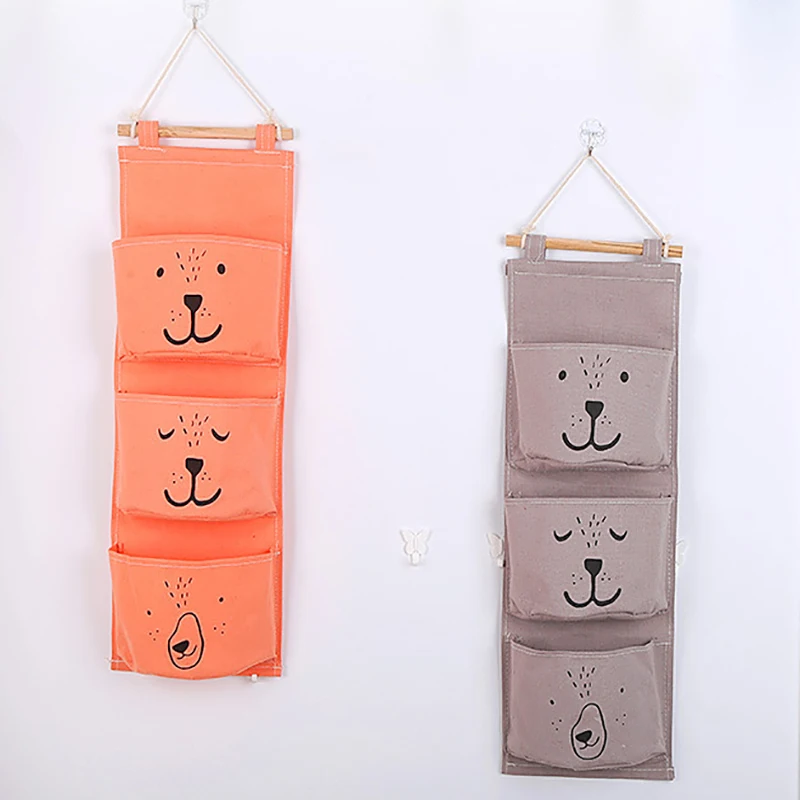 Cotton And Linen Hanging Bag Art Door Sundry Storage Bag Hanging Multi-Layer Hanging Bag