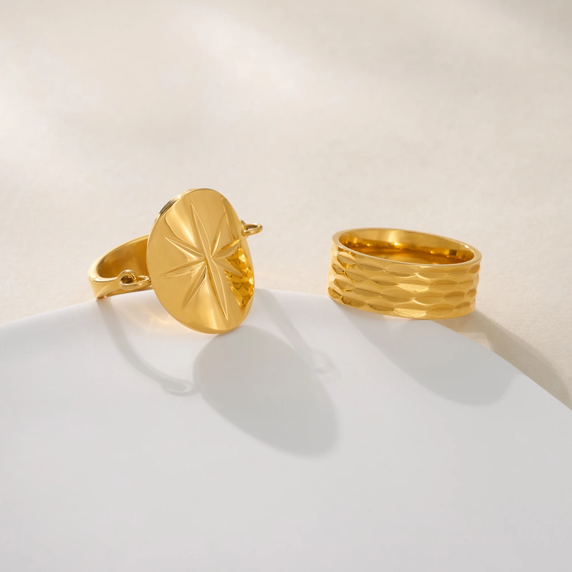 DASEIN Summer New Boho Hammer French Vogue Zircon Ring Set 2025 18k PVD Gold Plated Stainless Steel Spring High Quality Jewelry