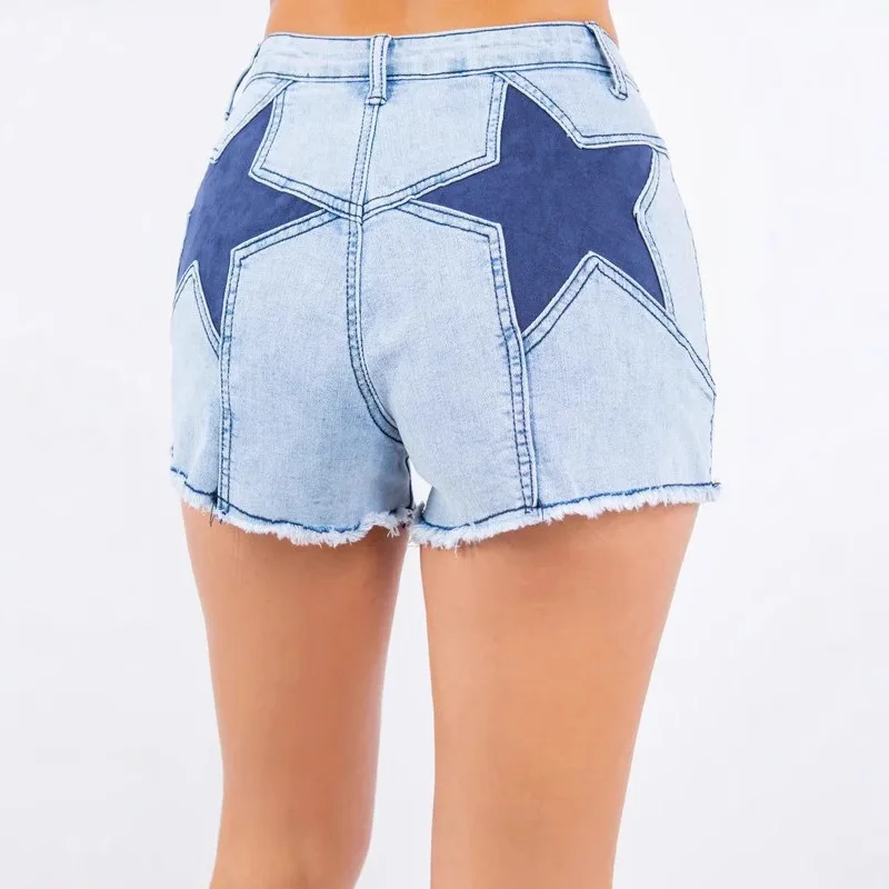 

Spring and Summer New High-quality Denim Shorts, Women's Sexy and Fashionable Five-pointed Stars Casual Short Jeans Hot Girls