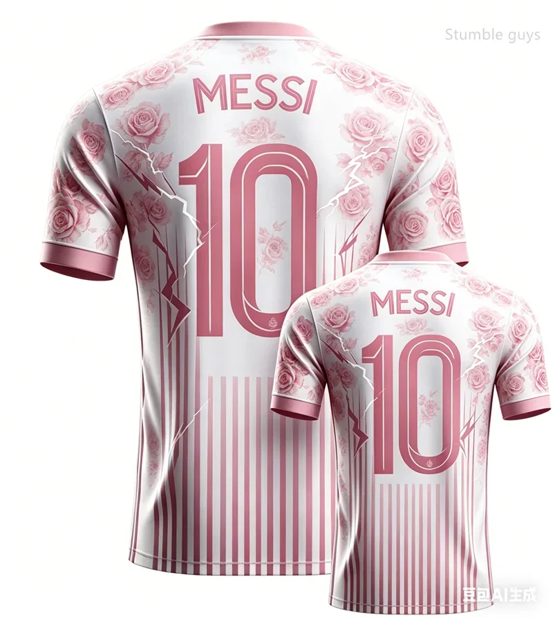 Sommer Herren Messi 10 T-Shirt Fußball Sportbekleidung Kurzarm Übergroßes Modisches Sportliches Oberteil Kinderkleidung Jungen