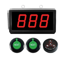 Take A Number Machine Restaurant Wireless Calling Queue Management System 3 Digits LED Counter Screen with 2 Next Control Button