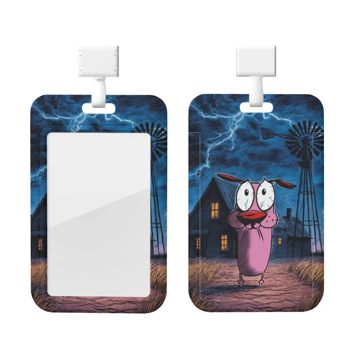 

Пользовательские держатели для бейджей C-Courage The Cowardly Dog, держатель для карт для больниц, унисекс, шейный ремешок, держатели для кредитных карт, шейный ремешок