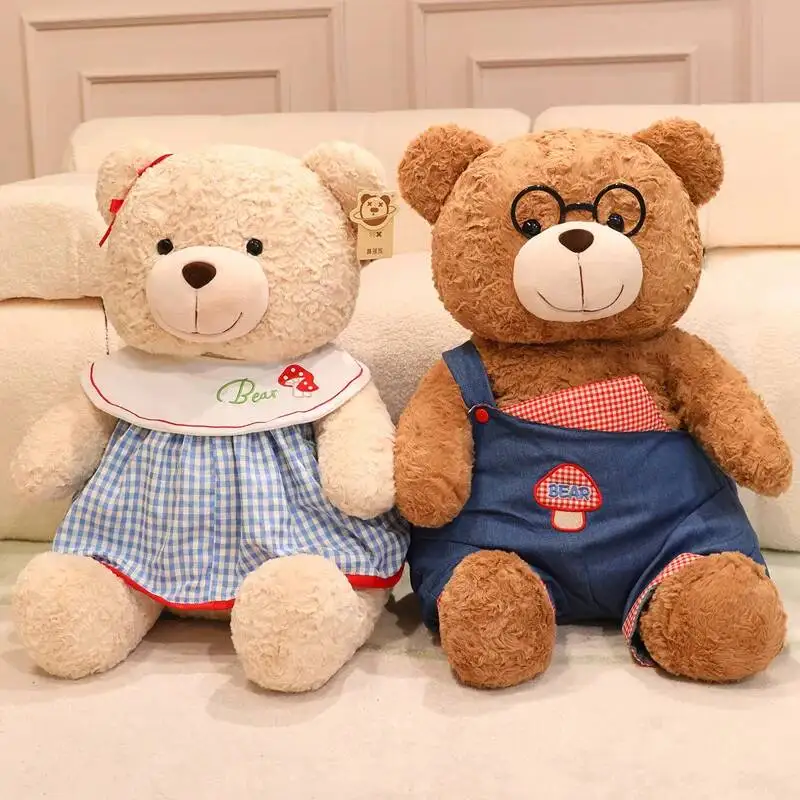  Cute Retro Couple Bear Plush Toy Vintage Classic Teddy Bear Plush Doll Stuffed Animal Bear Doll Valentine's Day Gift