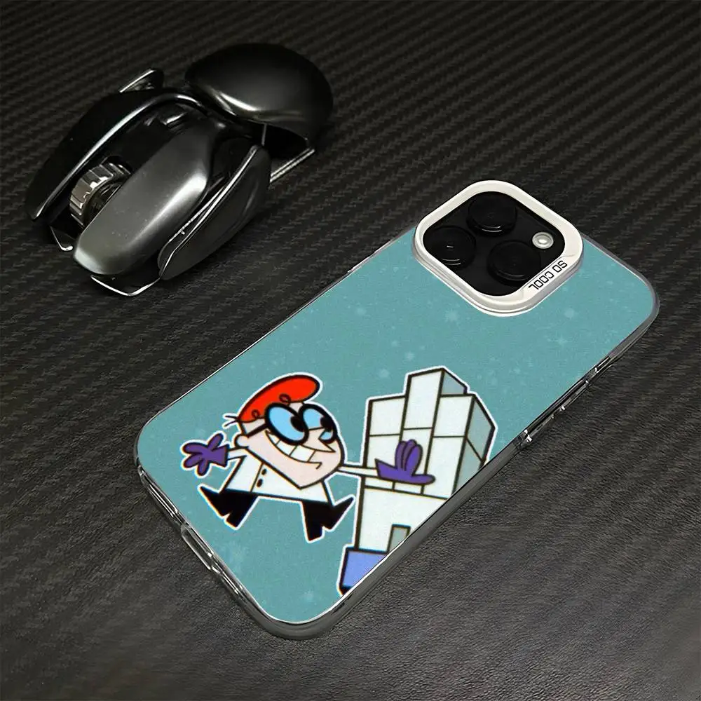 حافظة هاتف كارتون D-Dexters Lab لهاتف iPhone 16,15,14,13,12,11,Mini,Pro,MAX غطاء أبيض غير لامع مقاوم للصدمات