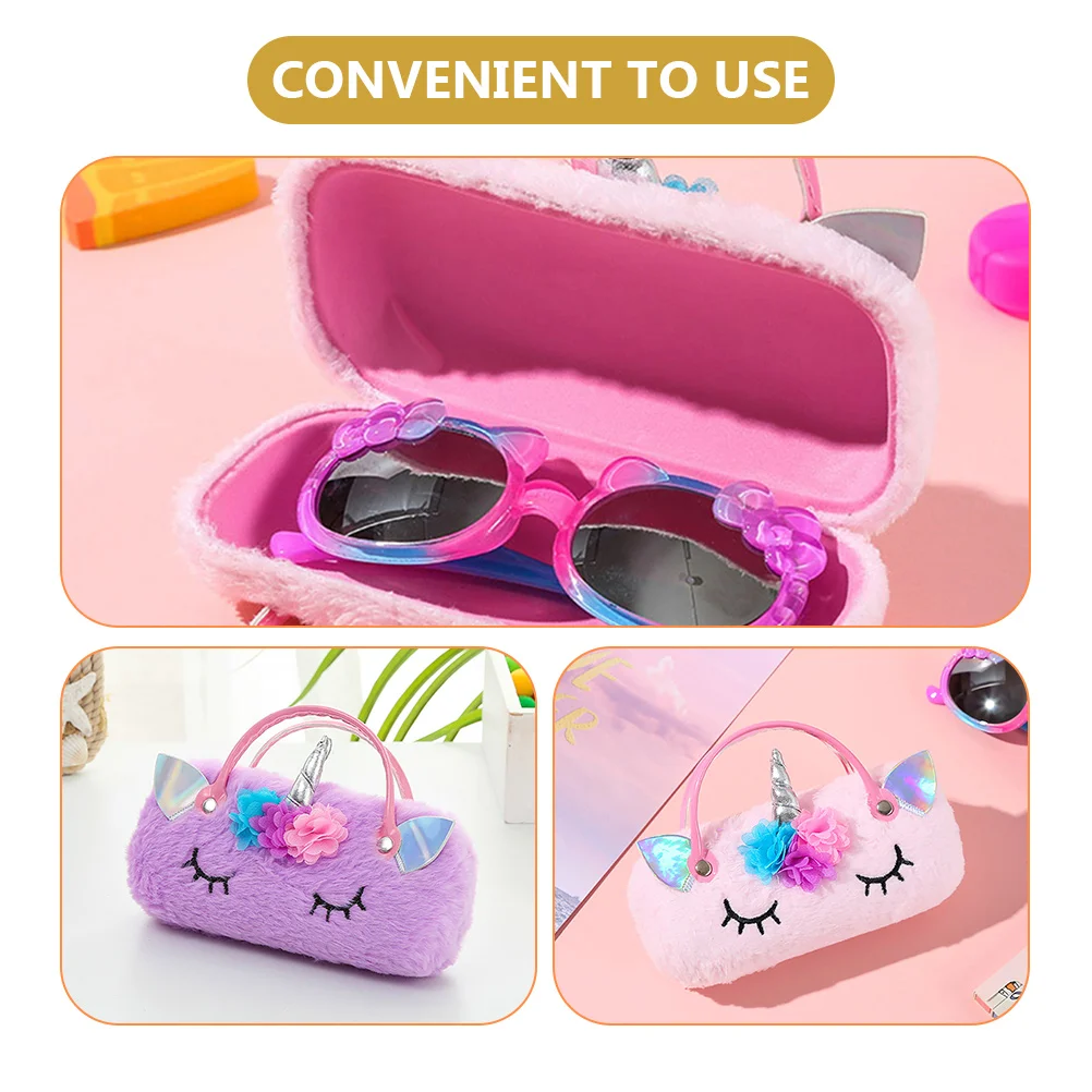 2 Pcs Unicorn Glasses Case Handheld Kids Eyeglass Lovely Anti-stress Portable Pouch Plush