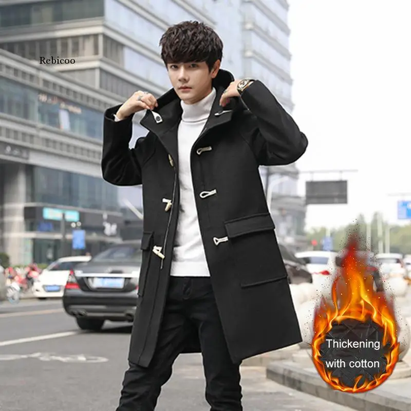 Casual 2022 Men's Outwear Autumn Winter Warm Windbreaker Jackets Long Coat Solid Business Overcoat Oversize Tops Clothing