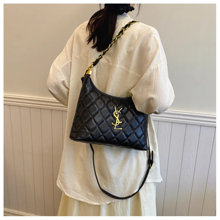 

Стеганая женская сумка-хобо с ремешком-цепочкой 2025 года, шикарная минималистичная сумка через плечо, уникальная сумка через плечо