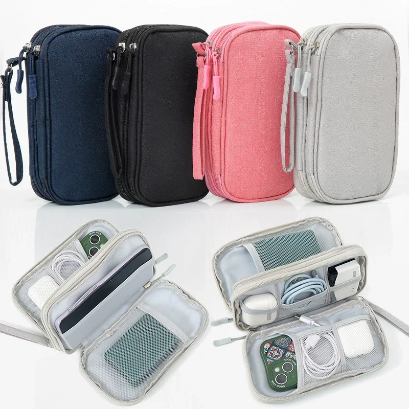 

Data Cable Storage Bag Travel Charger Cable Organizer Bag Waterproof Portable Carry Case Double Layer USB Cable Cord Storage Bag