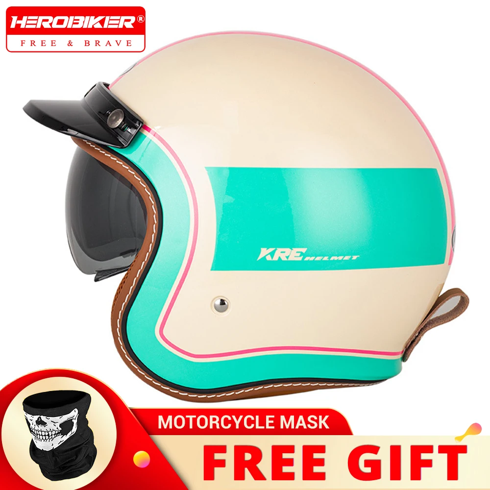 

Винтажный мотоциклетный шлем, летний, открытый (3/4), для электромобилей и мотоциклов, для мужчин и женщин, для езды на открытом воздухе