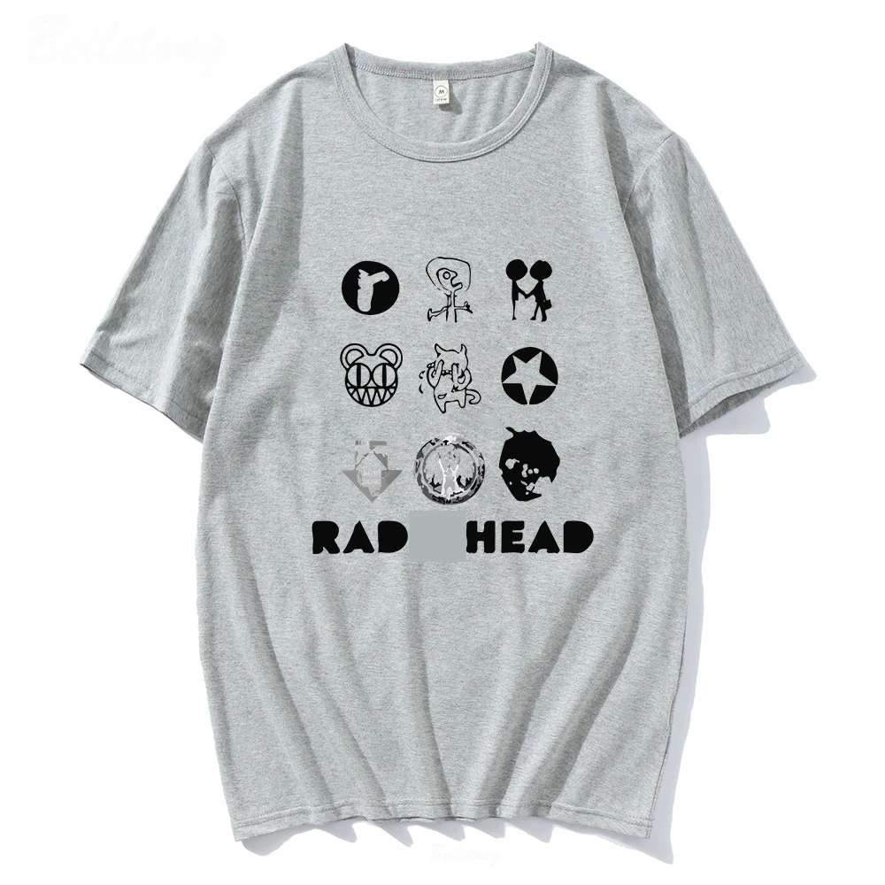 تي شيرت كلاسيكي من Rad Head للرجال والنساء 100% قطن إيندي المشجعين باند روك بوي طباعة ملابس نسائية يابانية فضفاضة ملابس علوية قابلة للتنفس