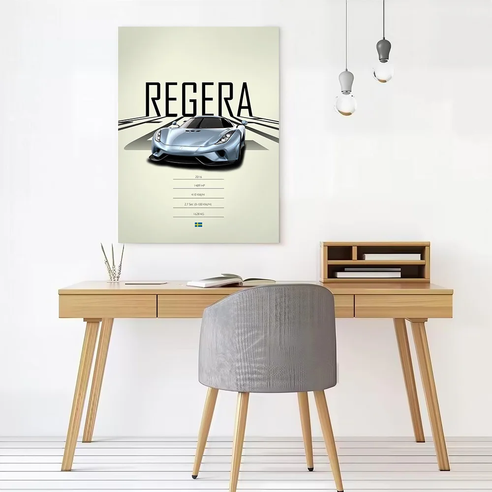 2016 Supercar Regera Poster Customizable Printed Canvas Painting for Pictures Wall Art Interior Accessories Room Decor Wand Deko