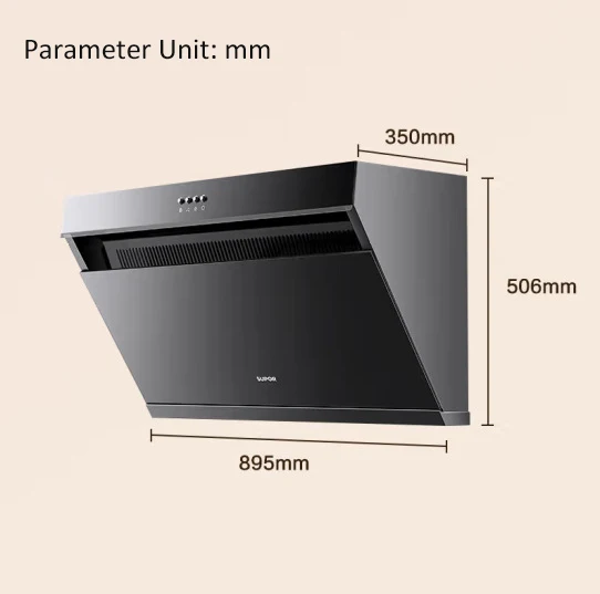 Range Hood Touch Screen Side Suction Range Hood 18 Cubic Meter Large Suction Power Household Range Hood