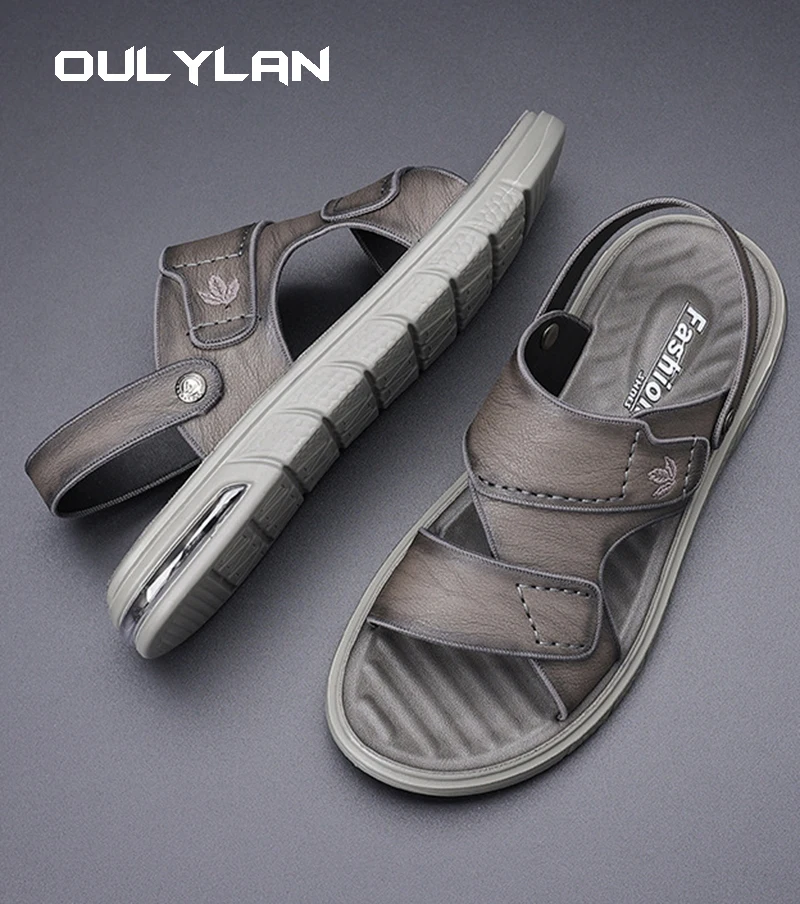 

Oulylan Fashion Designer Outside Driving Sandals for Men Soft-soled Beach Shoes Fashion Casual Summer Slipper Shoes Man