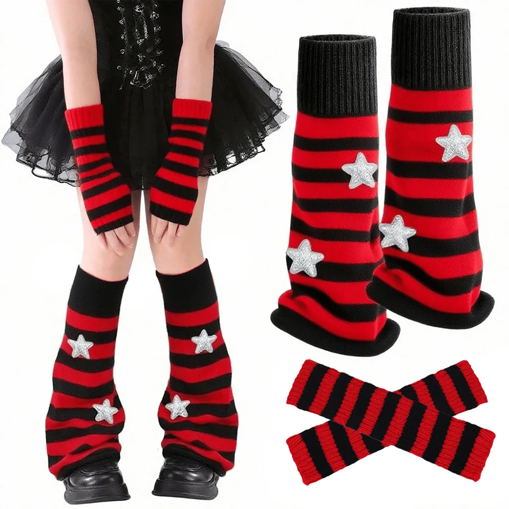 طقم مكون من زوجين من أكمام تدفئة الساق للسيدات Y2K - إكسسوارات رقص كلاسيكية قابلة للتمدد، ملابس عصرية على طراز الشارع للفتيات #2
