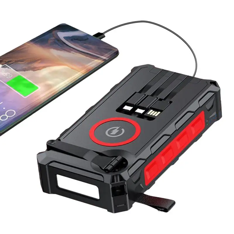 

Solar Powerbank Hand-Cranked Battery Bank With LED Light Built-In SOS Alarm Function And Compass Waterproof Powerbank For Women